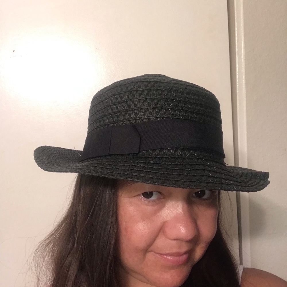 SUMMER Boater hat, Size approx. 22.4, black.